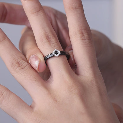 Silver Square Ceramic Ring