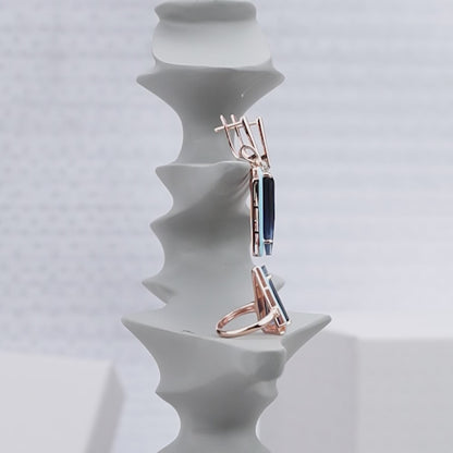 Arctic Edge--Blue Crystal Silver Rose Set