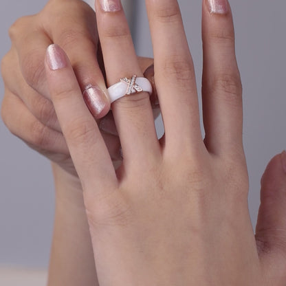 Cross Of Grace White Ceramic Rose Set