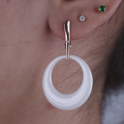 Rose Glow Half Round Silver Ceramic Pendant Set