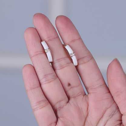 Minimal Luxe White Rose Silver Ceramic Set