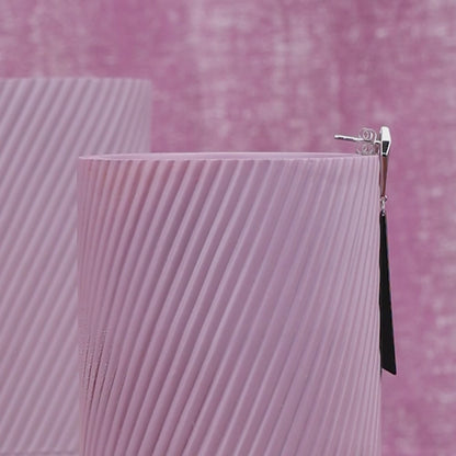 Origami Noir- Sleek Geometric Long Drop Silver Earrings