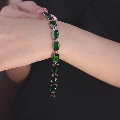 Timeless Green Glamour Silver Rose Bracelets