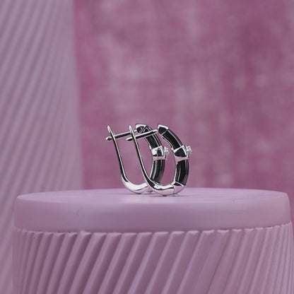 Black Ceramic Elegance J-Lock Earrings