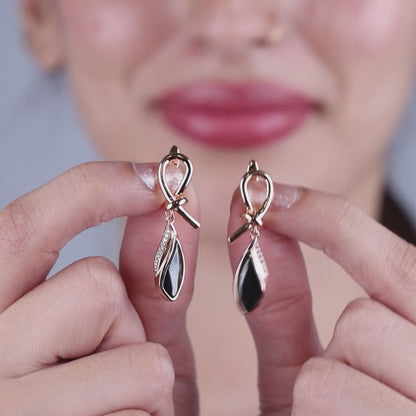 Twilight Knot Silver Rose Earrings