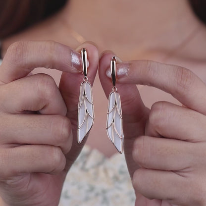 Elegant Feather Design Rose Silver Ceramic Set