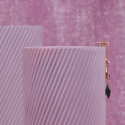 Dual Marquise Drop Rose Silver Earrings