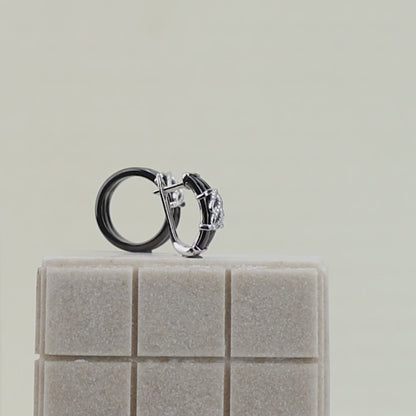 Silver Black Ceramic Twist Elegance Set