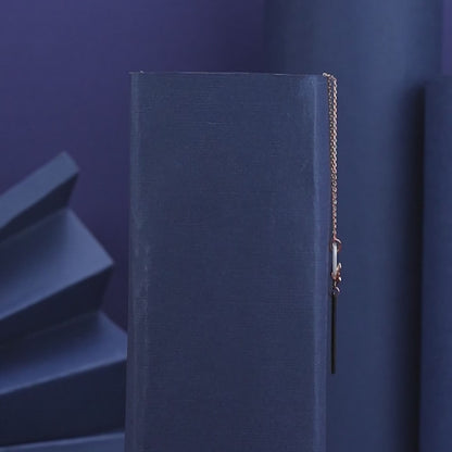 Noir Ribbon Drop- 925 Rose Silver Ceramic Necklace