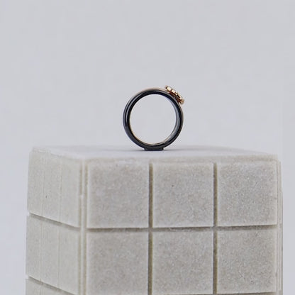 Rose Gold Silver Butterfly Ceramic Ring