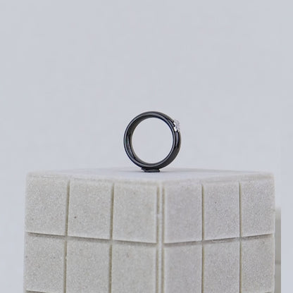 Stylish Silver Ceramic Ring