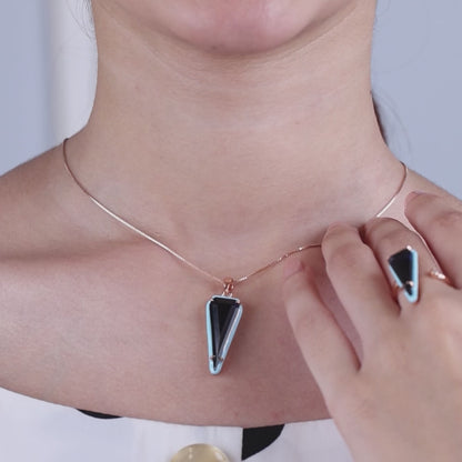 Arctic Edge--Blue Crystal Silver Rose Set