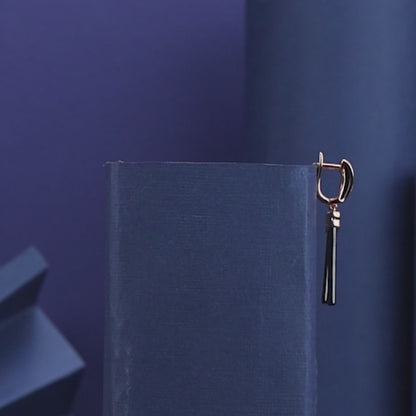 Black Velvet Bar Line Rose Earrings