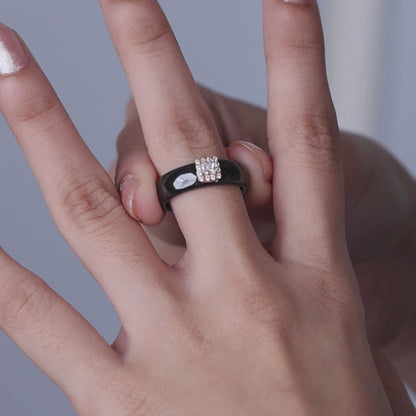 Minimalist Rose Silver Solitaire Ceramic Ring -- Everyday Elegance