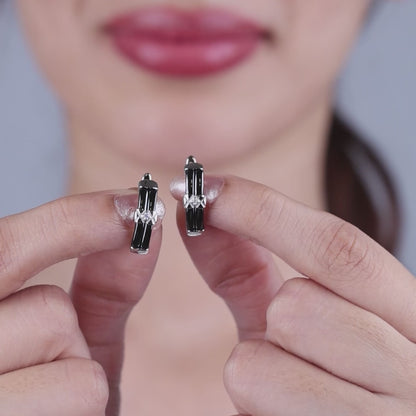 Black Ceramic Elegance J-Lock Earrings