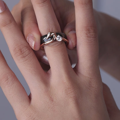 Unique Silver Duck & Solitaire Gold Ceramic Ring