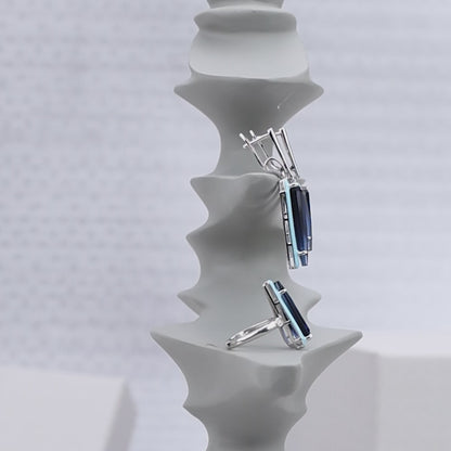 Midnight Aura-- Blue Crystal Silver Set