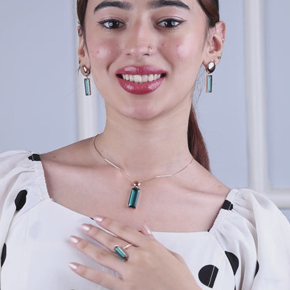 Blue Charm Rose Silver Set