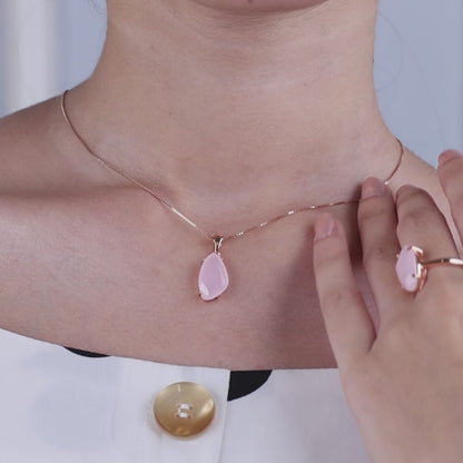 Feel The Pink Glow- 925 Silver Teardrop Set