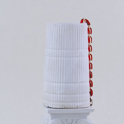 Bold Red Stone Rose Silver Bracelet