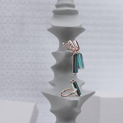 Blue Charm Rose Silver Set