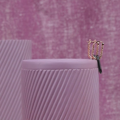 Dual Chain Charm Silver Rose  Earrings